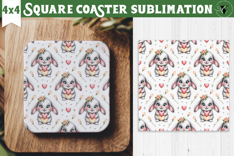 Square Coaster | Valentine pattern | Valentine's day