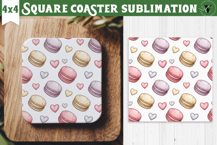 Square Coaster | Valentine pattern | Valentine's day example image 1