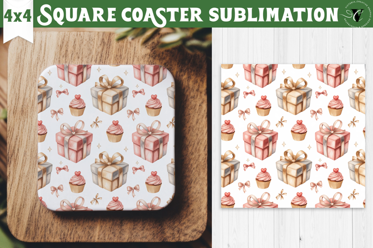 Square Coaster | Valentine pattern | Valentine's day
