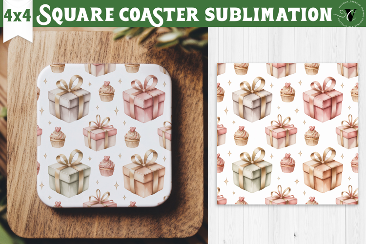 Square Coaster | Valentine pattern | Valentine's day