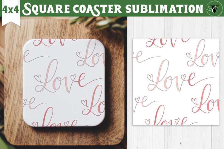 Square Coaster | Valentine pattern | Valentine's day