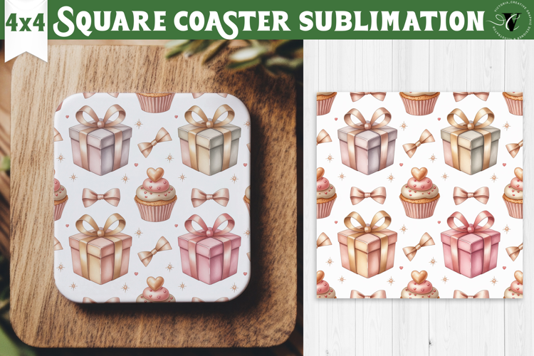 Square Coaster | Valentine pattern | Valentine's day