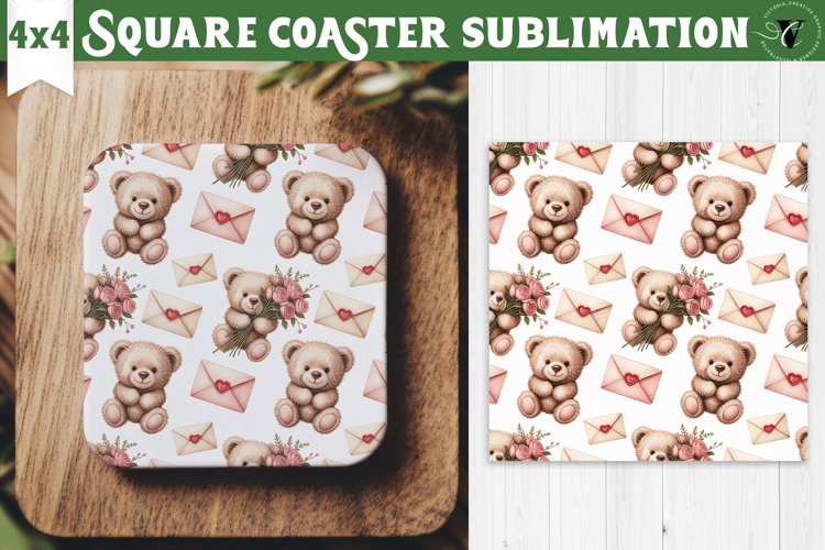 Square Coaster | Valentine pattern | Valentine's day
