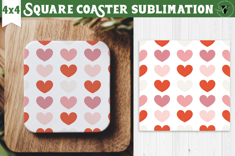 Square Coaster | Valentine pattern | Valentines day
