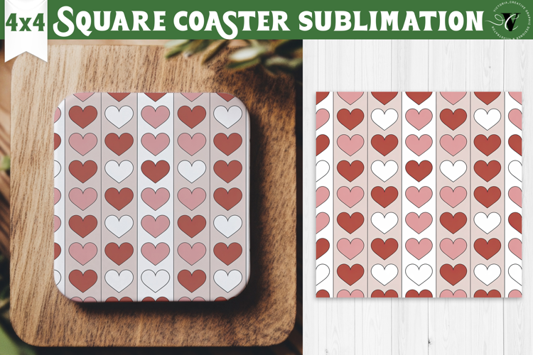 Square Coaster | Valentine pattern | Valentine's day