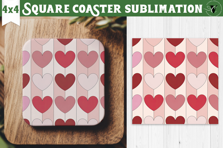 Square Coaster | Valentine pattern | Valentine's day