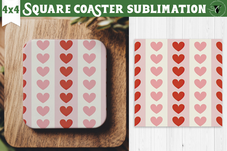 Square Coaster | Valentine pattern | Valentine's day