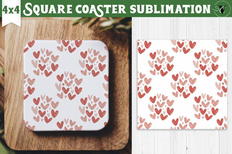 Square Coaster | Valentine pattern | Valentine's day example image 1