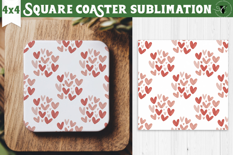 Square Coaster | Valentine pattern | Valentine's day