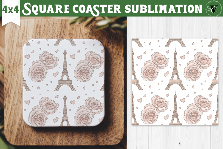 Square Coaster | Valentine pattern | Valentine's day