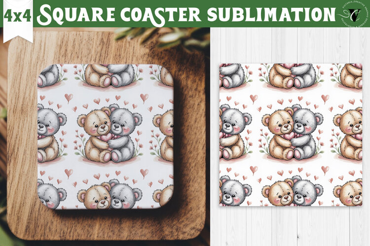 Square Coaster | Valentine pattern | Valentine's day example image 1