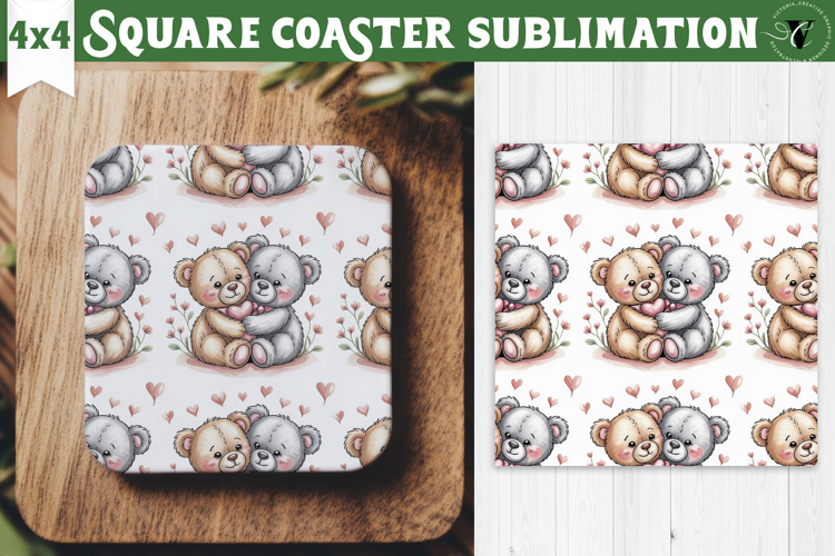 Square Coaster | Valentine pattern | Valentine's day