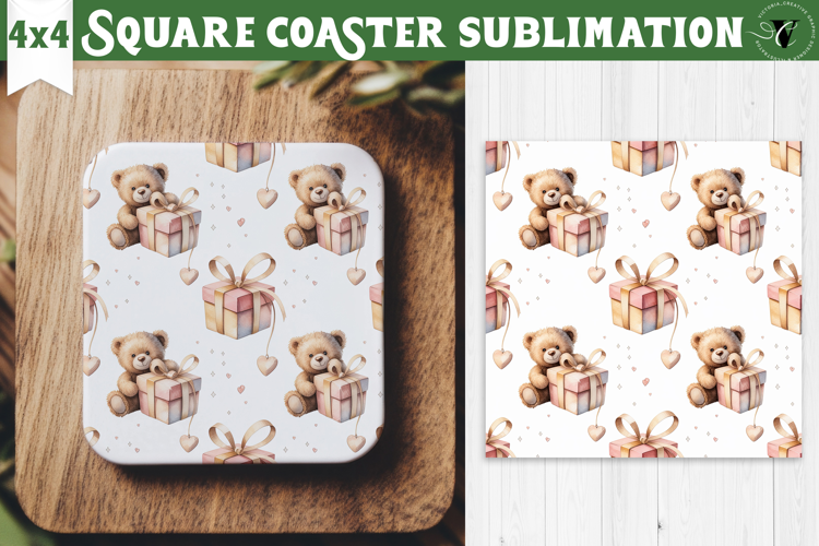 Square Coaster | Valentine pattern | Valentine's day