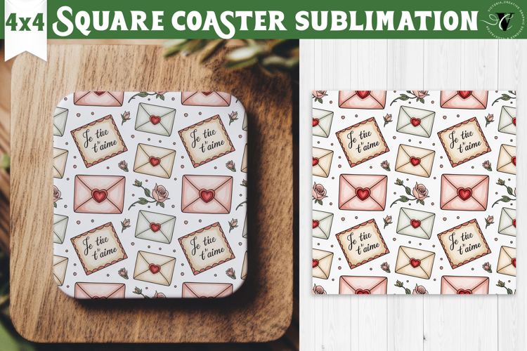 Square Coaster | Valentine pattern | Valentine's day