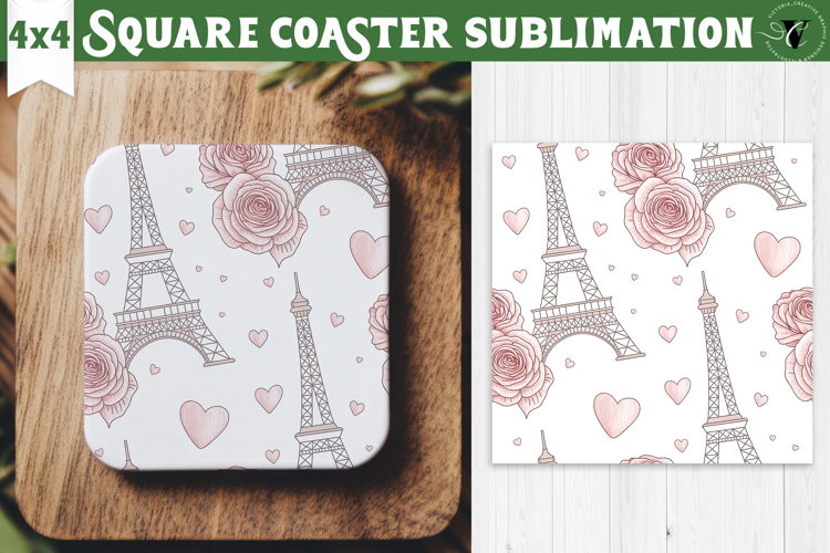 Square Coaster | Valentine pattern | Valentine's day