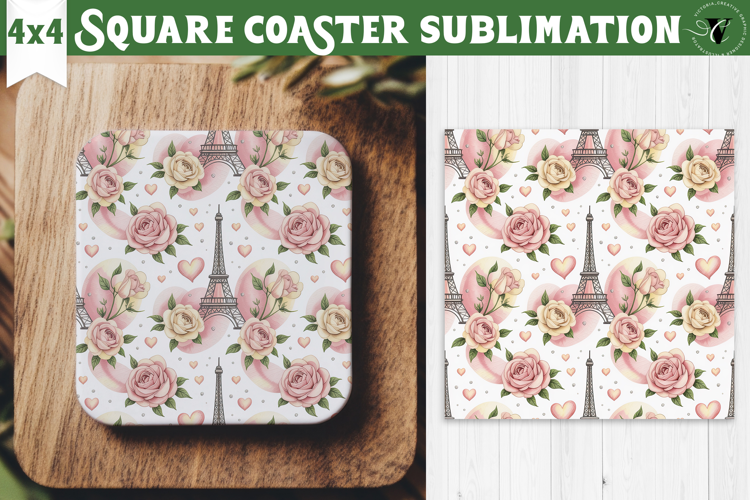 Square Coaster | Valentine pattern | Valentine's day
