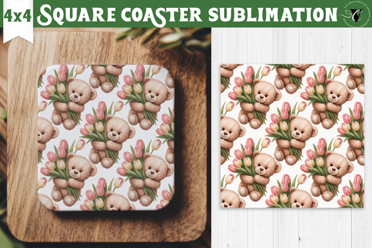 Square Coaster | Valentine pattern | Valentine's day