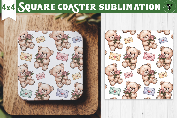 Square Coaster | Valentine pattern | Valentine's day