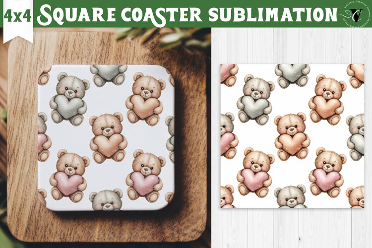 Square Coaster | Valentine pattern | Valentine's day example image 1