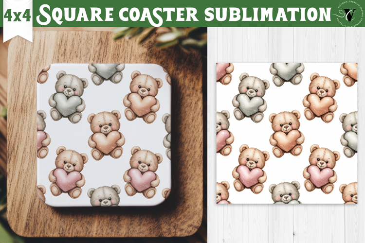 Square Coaster | Valentine pattern | Valentine's day