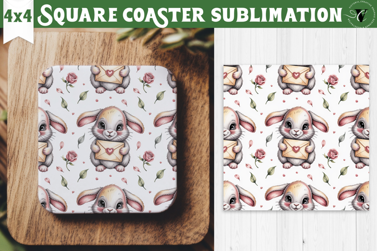 Square Coaster | Valentine pattern | Valentine's day