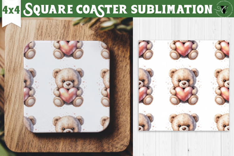 Square Coaster | Valentine pattern | Valentine's day