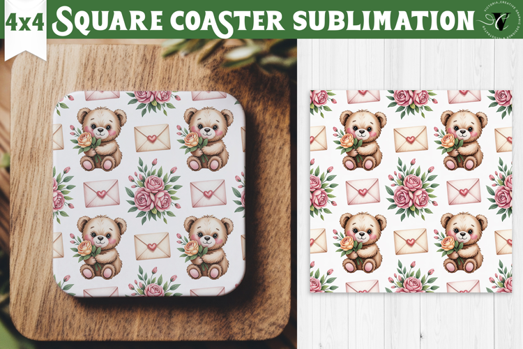 Square Coaster | Valentine pattern | Valentine's day