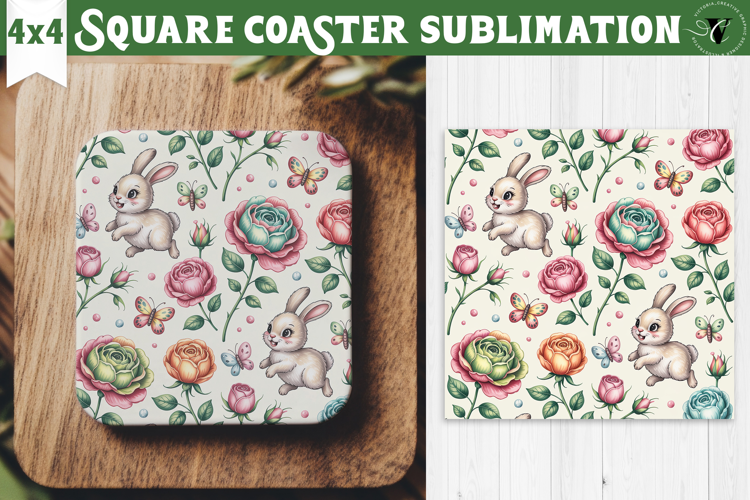 Square Coaster | Valentine pattern | Valentine's day