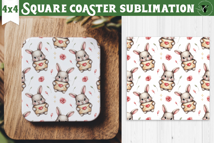 Square Coaster | Valentine pattern | Valentine's day
