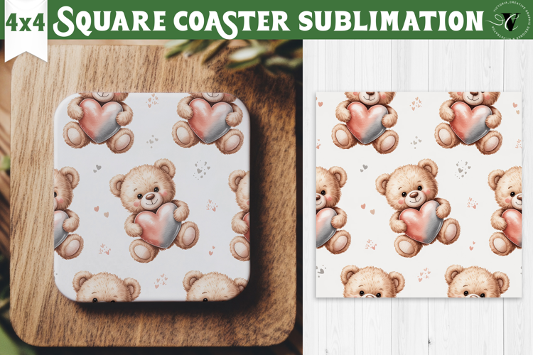 Square Coaster | Valentine pattern | Valentine's day