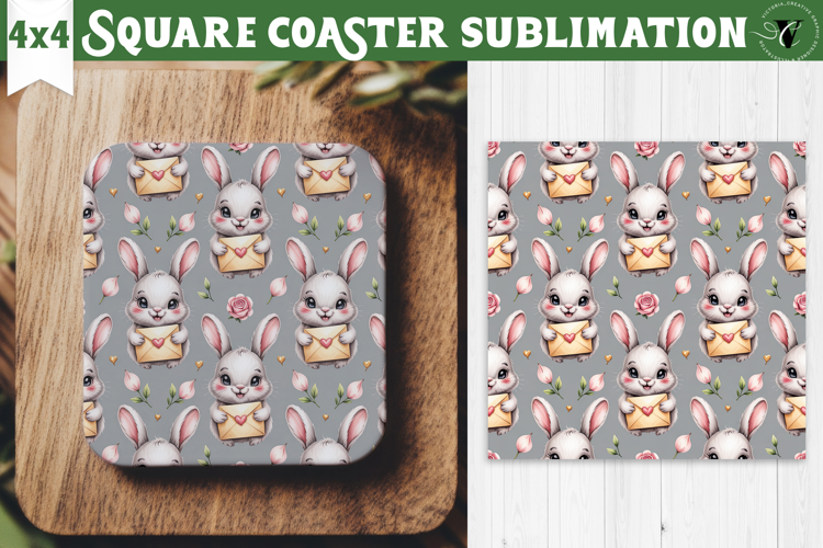 Square Coaster | Valentine pattern | Valentine's day