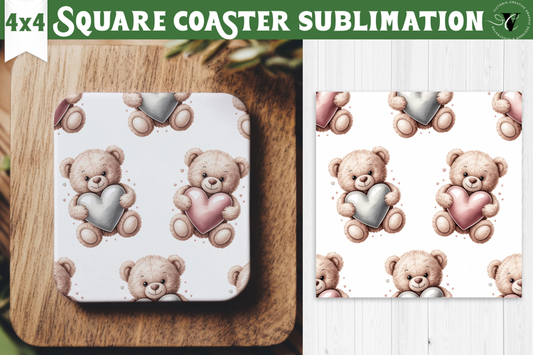 Square Coaster | Valentine pattern | Valentine's day