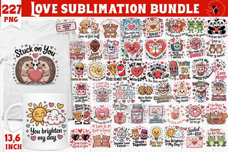 Cute Valentines sublimation bundle | Valentines day clipart