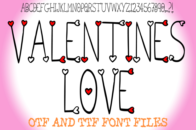 Valentines Love Sweetheart Font Heart Cute Typeface Letters