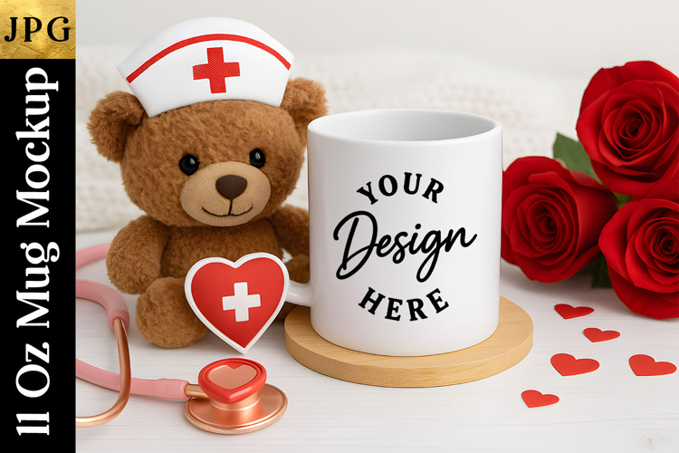 Valentine’s Mug Mockup JPG | Nurse Coffee Cup Mockup