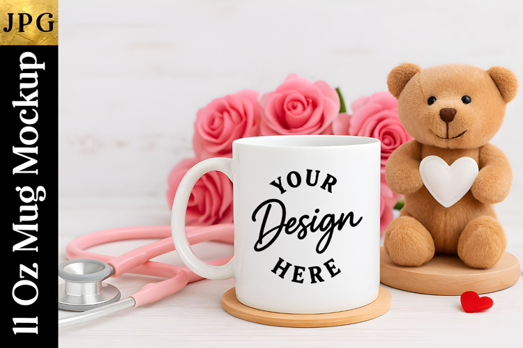 Valentine’s Mug Mockup JPG | Nurse Coffee Cup Mockup
