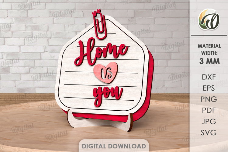 Valentine’s Day Note Stand Laser Cut. Standing Decor SVG