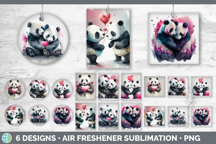 Valentines Panda Air Freshener Sublimation Designs Bundle