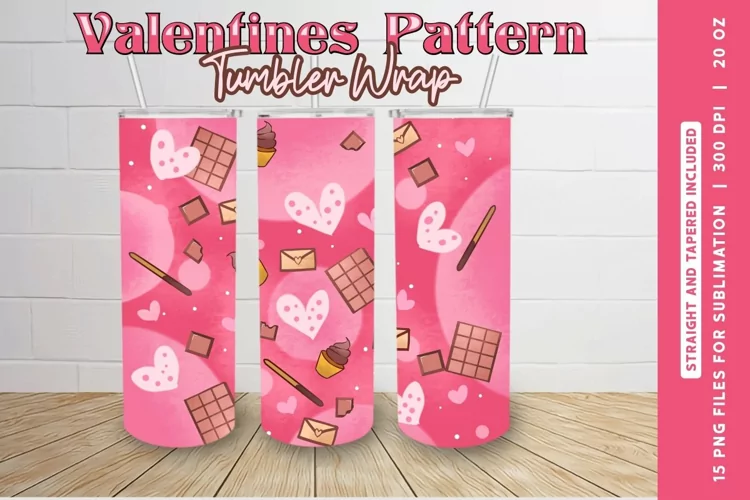 Cute Valentines Pattern Tumbler Wrap Sublimation