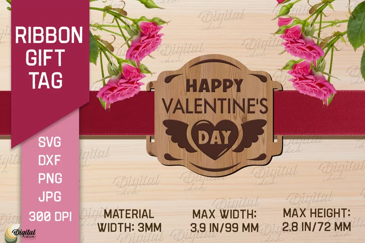 Valentine's Ribbon Gift Tag. Laser Cut Tag. love Quote SVG