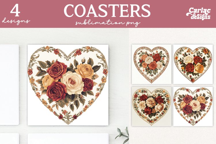 Valentines Square Coaster Sublimation Designs