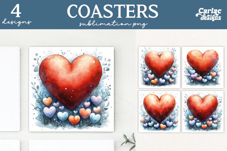 Valentines Square Coaster Sublimation Designs
