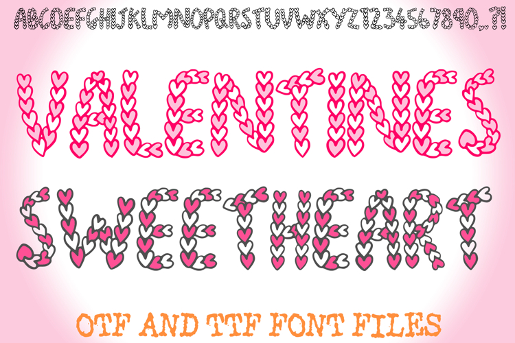 Valentines Sweetheart Font Love Heart Cute Typeface Letters