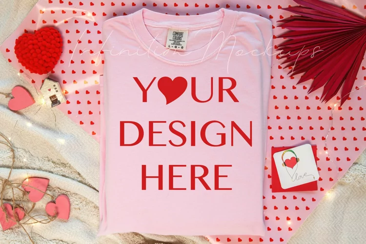 Valentines tshirt mockup Blossom Comfort Colors 1717 mockup