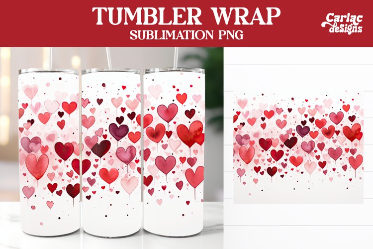 Valentines Tumbler Sublimation, Hearts Tumbler Wrap