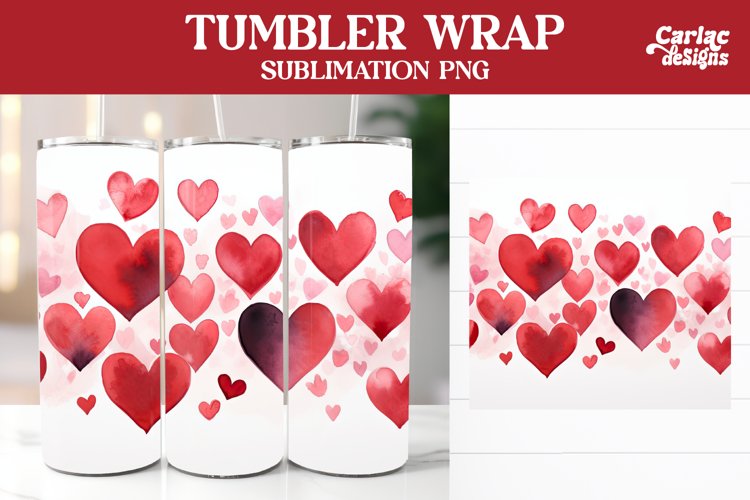 Valentines Tumbler Sublimation, Hearts Tumbler Wrap