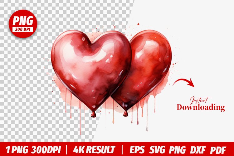 valentines watercolor Heart clipart png