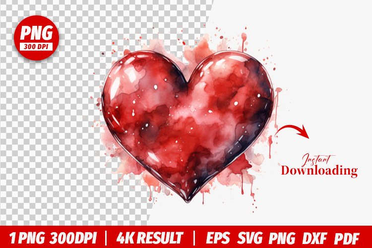 valentines watercolor Heart clipart png