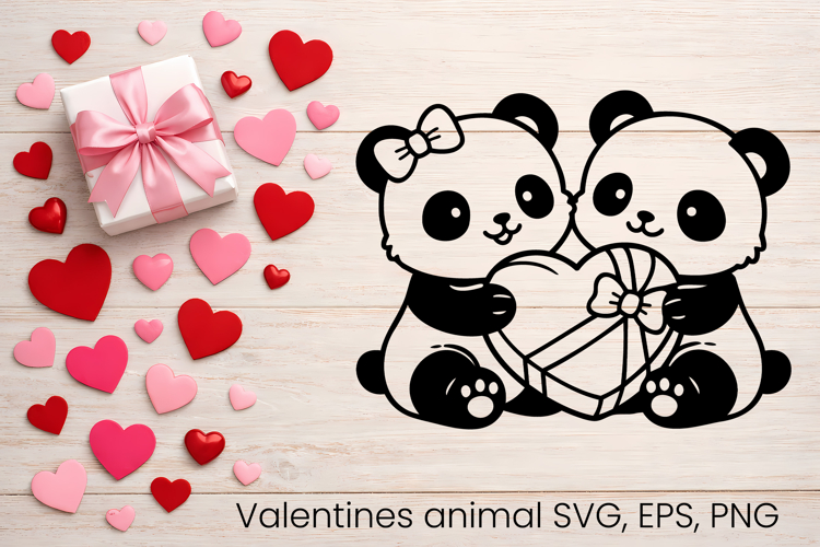 Valentine’s animal SVG design | Valentine’s silhouette SVG