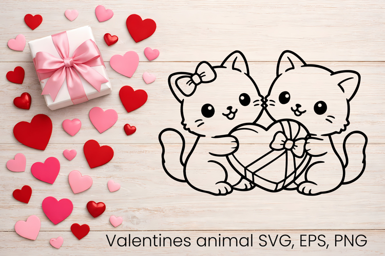 Valentine’s animal SVG design | Valentine’s silhouette SVG